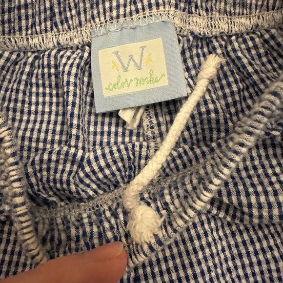 Blue Stripe Seersucker Athletic Shorts Set Color Works/Funtasia Too Size 6 - Picture 3 of 6